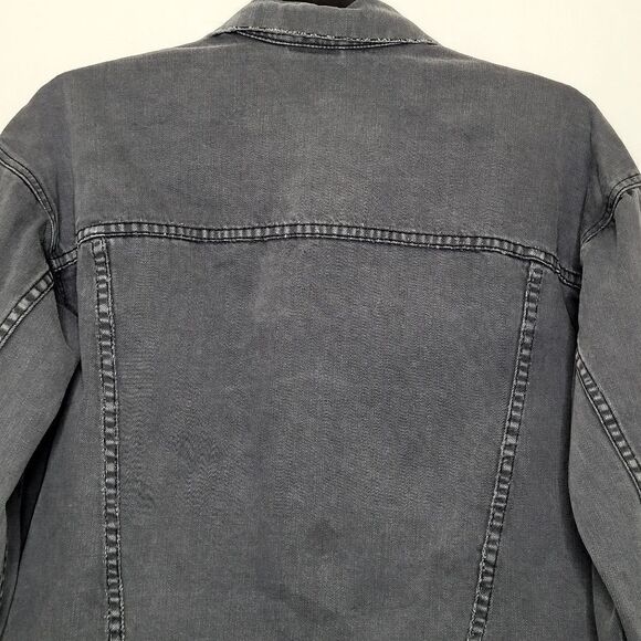 Free People Oversized Distressed Denim Trucker Jacket Size S/XS - Picture 7 of 12